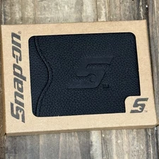 SNAP-ON TOOLS BLACK LEATHER MONEY CLIP BI-FOLD WALLET WRENCH LOGO