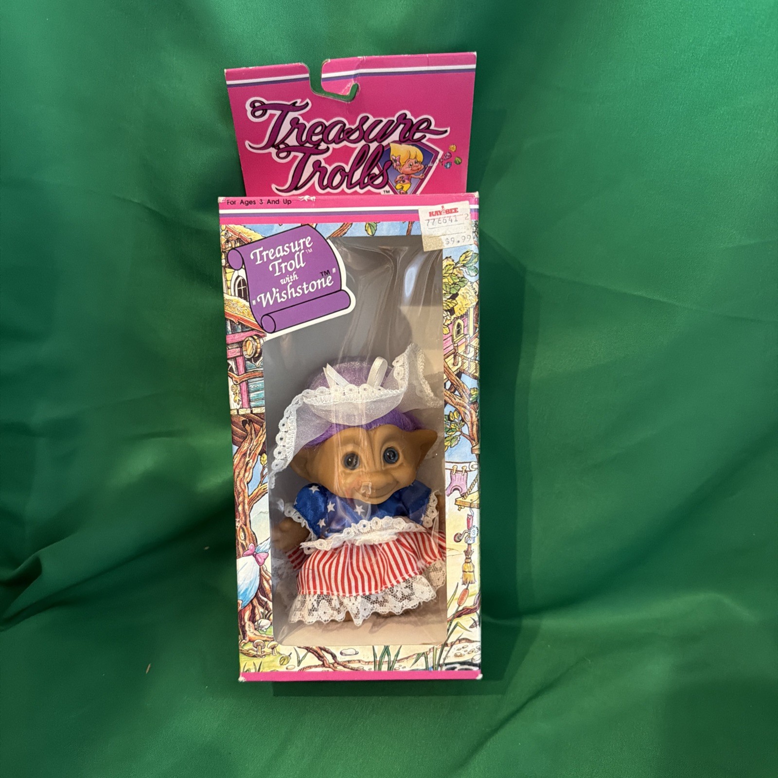 Vintage Treasure Troll Doll Wishstone- red, white and blue Novelty - NIB