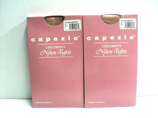Capezio Child's Nylon Seamless Tights Sz L Suntan Dance, Cheer Lot of 2, 3C NEW