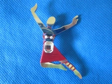 LIZTECH Signed W Tag LEAPER 1994 Pin Brooch Beaded Metal Wrap Ballerina Dancer