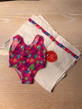 NEW w/Tag Build-a-Bear wrkshop Retired 1 piece pink floral swimsuit w/towel BAB
