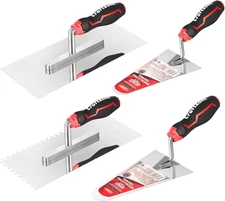 4 Pcs Concrete Trowel Masonry Set High Carbon Steel Plastering Bricklaying Tools