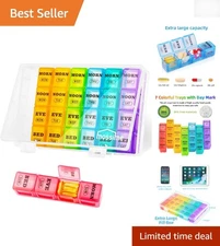 4 Times a Day Pill Case - XL 7-Day Organizer for Safe, Spacious Medication