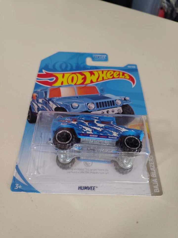 Hot Wheels 2019 Treasure Hunt #133 Baja Blazers Humvee azul con negro ORUT6Sp Foto 3 de 3