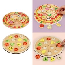Wooden Pizza Set Wood Cooking Toys Food Playset for Kids Toddlers Ages 3 