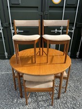 Retro Teak Mcintosh Space Saver Circle Dining Table And Set Of Six Chairs