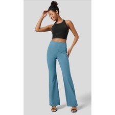 Halara Pants M NEW Pull On Work Dress Pull On High Waisted Flare Blue Flex
