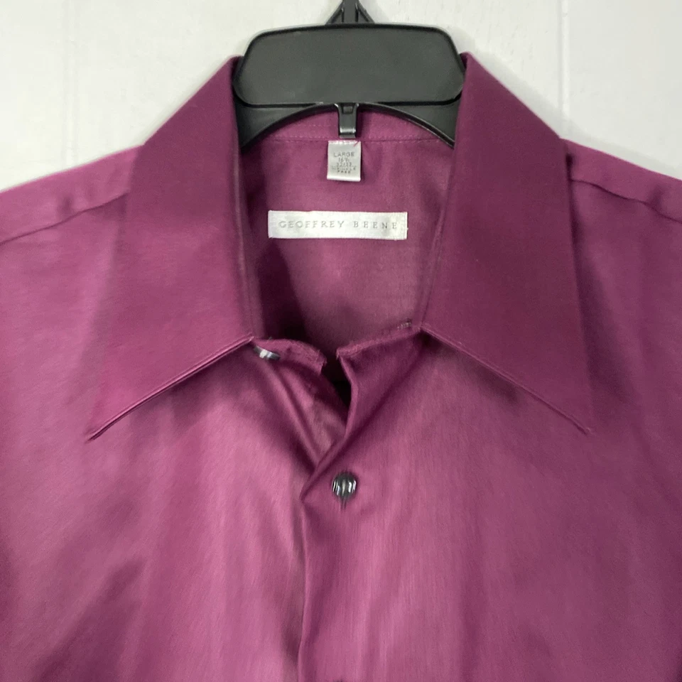 Camisa de Vestir Geoffrey Beene Borgoña Satén Para Hombre Grande 16 1/2 34/35 25x32 Nueva Con Etiquetas Foto 4 de 4