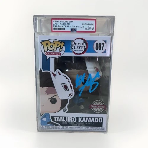 Funko Pop Tanjiro Kamado #867 Signed by Zach Aguilar PSA Certified Demon Slayer