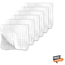 Baby Muslin Cotton Burp Cloths Large 20x10 Super Soft Absorbent 6 Pack