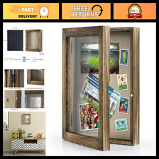 Deep Shadow Box Frame 8x10 - Solid Wood, Front-Opening Glass, Linen Back, Wall-M