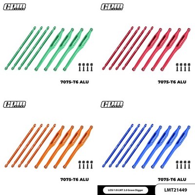 GPM Alloy 7075 Upper + Lower Link Rod for LOSI 1/8 LMT 2.0 Grave Digger upgrade