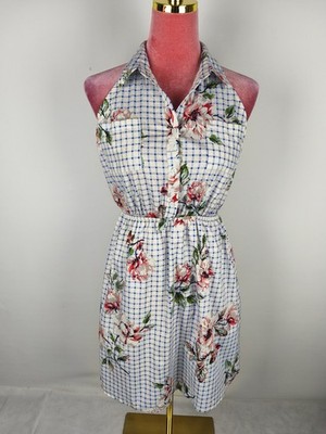 Kleid Monteau Los Angeles Gr. L 40 (M/38/S/36) weiß blau kariert Sommer dress