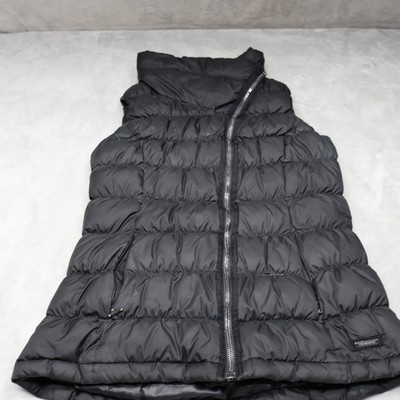 Athleta Down Vest Womens Small Black Stratus Puff Insulated Full Zip Quilted