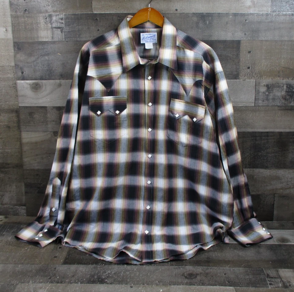 Rockmount Ranch Wear Shirt Mens XL Brown Plaid Western Pearl Snap Made USA - Image 2 of 4