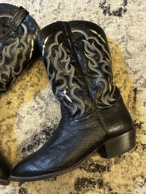 Tony Lama Black Smooth ostrich Mens Size 11.5 EE Cowboy  display picture 1