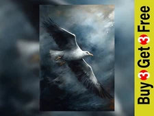 Dynamic Soaring Seagull Oil Painting Print 5"x7" on Matte Paper