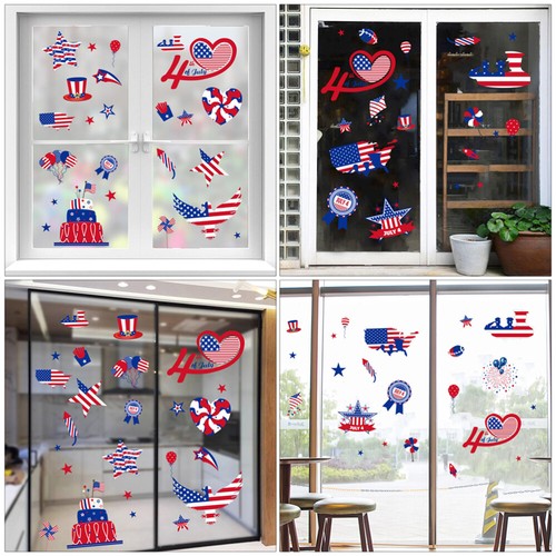 4 Sheets Independence Day Stickers Electrostatic Clings for Wall - Afbeelding 2 van 12