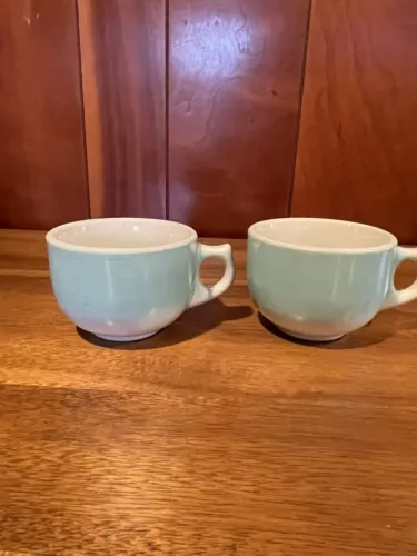 Shenango turquoise ombre coffee cups lot of 2 vintage restaurant ware 