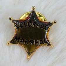 State of Colorado Marshal Souvenir 6 Point Gold Star Lapel Pin Badge