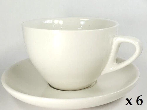 SWEESE 12-Piece Cup & Saucer Ste, White 6-Ounce Coffe Cup w/Saucers