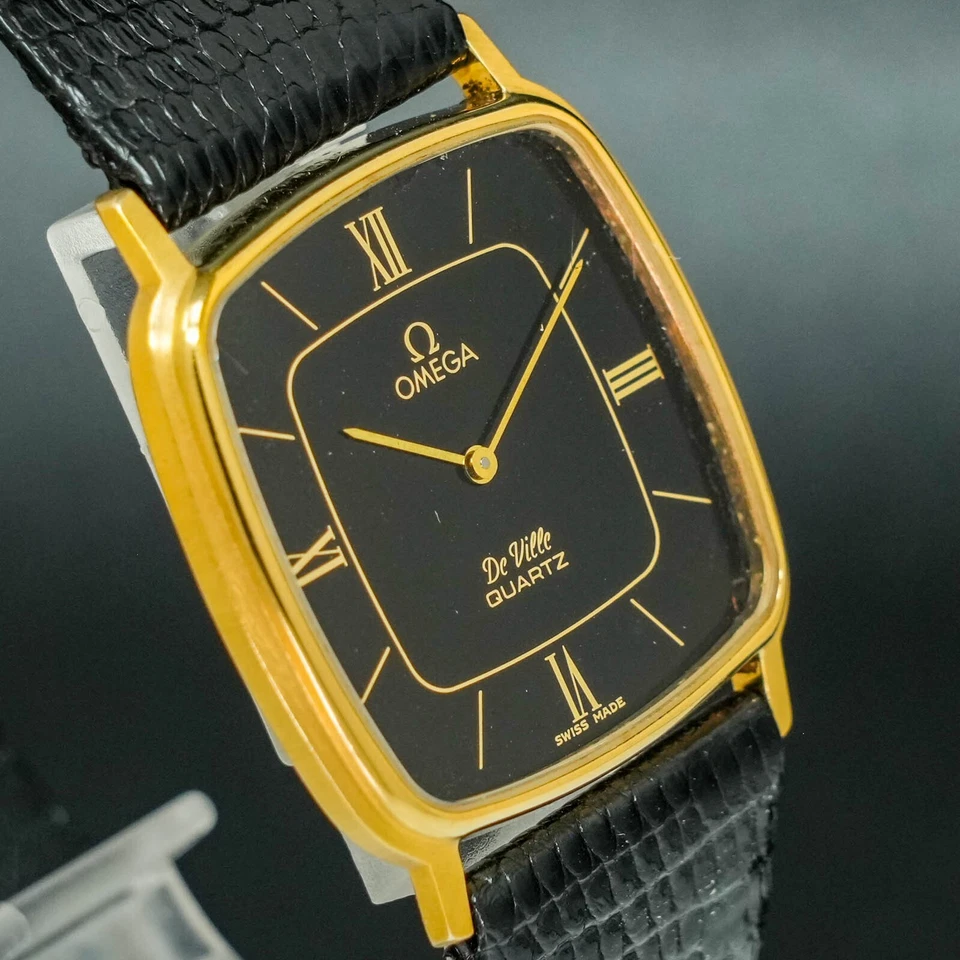 Vintage 1979 OMEGA De Ville Cal.1365 191.0102 Black Gold Square Men Watch - Image 4 of 4