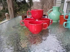 set lot 4 JUMBO soup chili Mug CUP scarlet red NEW FIESTA 18 0Z. 
