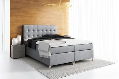 Boxspringbett Schlafzimmerbett GABIN 120x200cm Stoff Jasmine Grau