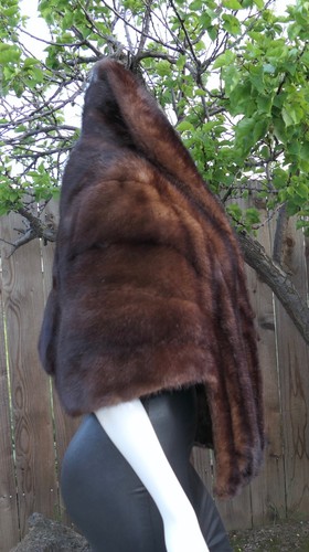 Luxury Real Brown Mahogany Ranch Mink Fur Stole Shawl Cape Formal Wedding Bridal - Picture 18 of 19