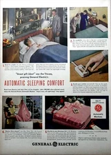 1947 Vintage Magazine Page Ad General Electric Automatic Blankets