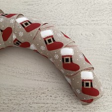 50 YARDS CHRISTMAS STOCKING PRINT WIRED EDGE RIBBON,  2 1/2" Wide