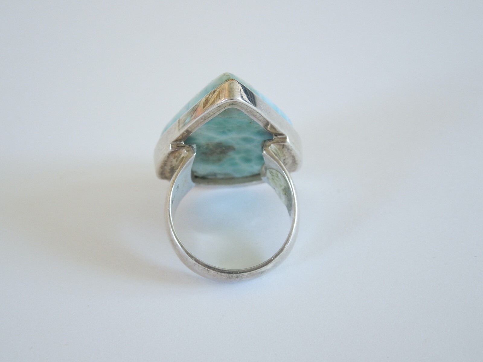 Solid 925 Sterling Silver Ring with Large Larimar… - image 9