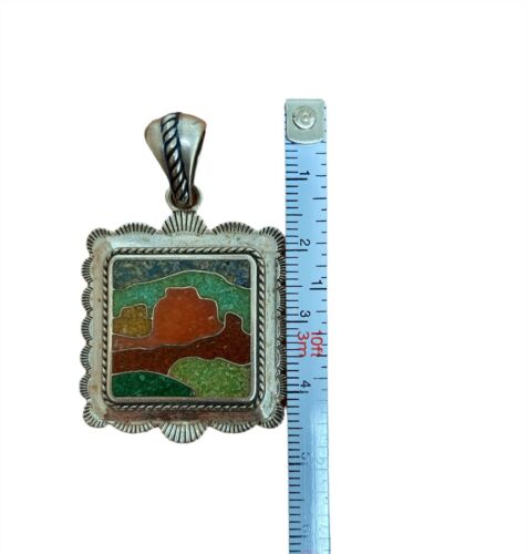 CAROLYN POLLACK RELIOS 925 Silver - Vintage Turquoise & Coral Pendant Green - Picture 2 of 6