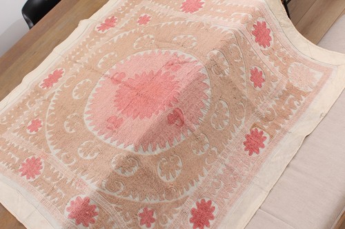 Suzani Fabric Suzani Throw Home Gift 3.58' x 3.84' Vintage Fast Shipment 16370 - Picture 4 of 24