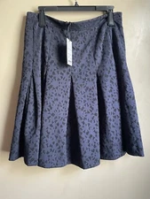 NWT W BY WORTH navy laser floral pleated skirt size 12