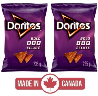 2-Pack Doritos Tortilla Chips Bold BBQ (235g) Canada Snacks Crispy Large Yum