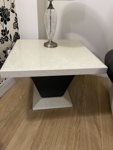 White And Black Marble Side Table