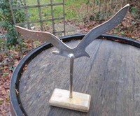 Deko-MöWe Maritimes Deko-Objekt Aluminium + Holz Massiv Handarbeit 25 Cm Inkl Vk