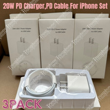 3x Lot For iPhone 14 13 12 11 XR X PD Fast Charger Cable 20W USB-C Power Adapter