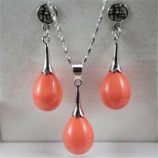 Water Drop Shell Pearl Pendant Necklace Earrings Women Jewelry Set Wedding Gifts