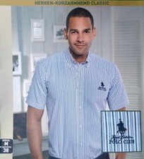 Herren Hemd Kurzarmhemd classic Royal Berkshire Polo Club Gr M 38 blau gestreift