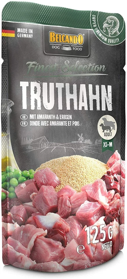 Belcando Frischebeutel 12x125g Truthahn mit Amaranth&Erbsen Nassfutter für Hunde - Bild 3 von 3