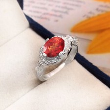 Flawless Fine Orange Padparadscha Sapphire 925Silver Handmade Ring Gift