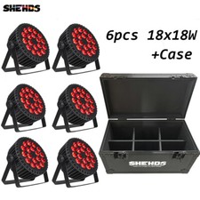 6PCS LED Stage Light 18x18w RGBWA UV Par Lighting DMX DJ Disco With Flightcase