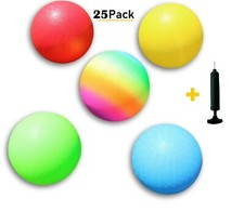 25 Pack 8.5 Inch Playground Balls Colors:Red,Blue,Green,Yellow,Rainbow 