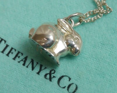 Authentic Tiffany & Co. Necklace top charm Rabbit Bunny External