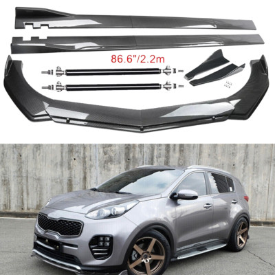 For Kia Sportage Carbon Fiber Front Bumper Lip Spoiler Side Skirt Body Kits