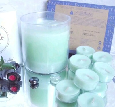 PartyLite CITRONELLA MINT  GloLite Duftwachsglas + 12 Teelicht OVP G26B1093  
