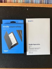 Amazon Kindle Paperwhite 11th Gen Leather Cover Case Black Screen protector