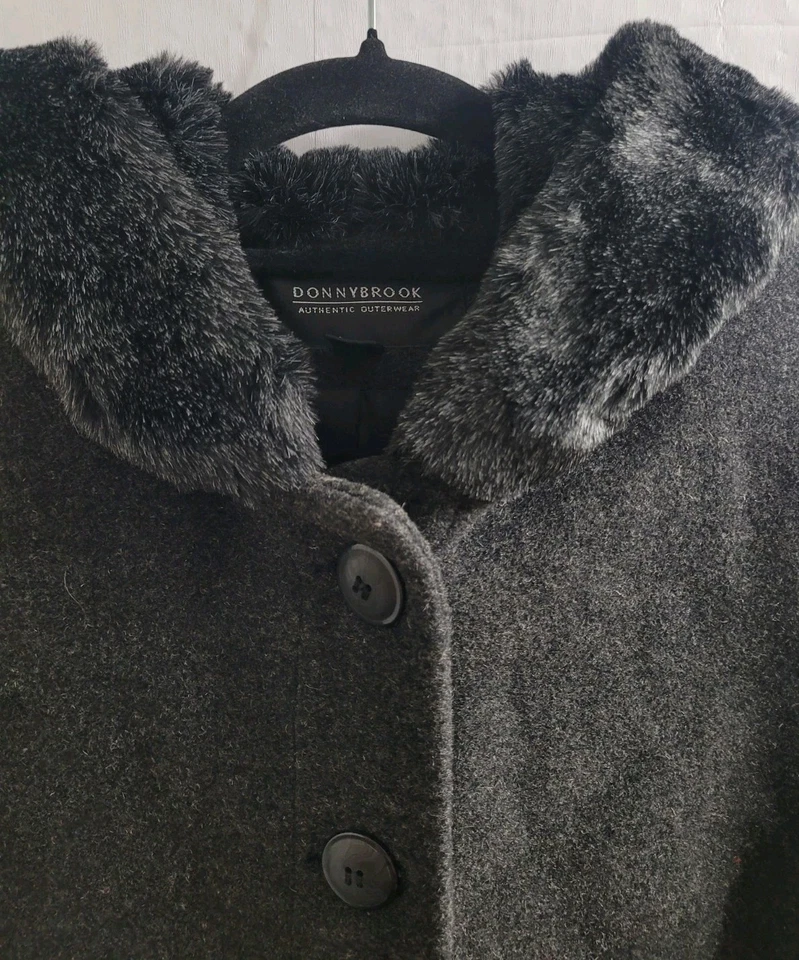 Donnybrook Longline Wool Blend Hooded Trench Coat Size 8 Comfy Winter Preppy - Image 3 of 4